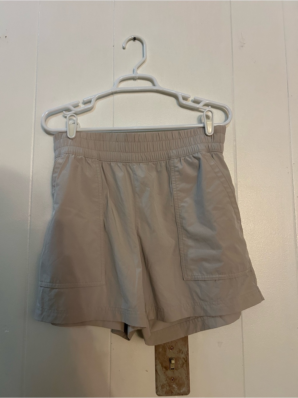 Athleta Neutral Beige Athletic Shorts with Elastic Waist
